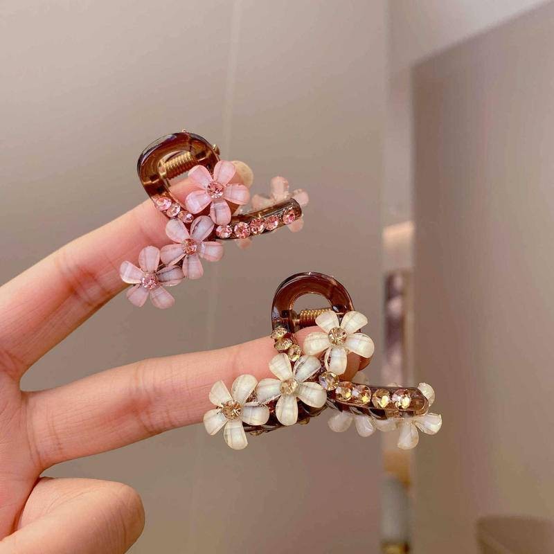 ดอกไม้ประณีต Rhinestone ขนาดเล็กคว้าคลิป High-End หวานครึ่งผูกผมเจ้าหญิงผมคว้าคลิปผม Headdress