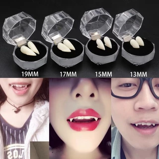 แวมไพร์ฟันผีดิบผีปีศาจฟันปลอมฟันปลอมพร้อมกรณีฮาโลวีนคอสเพลย์ Prop ของเล่น