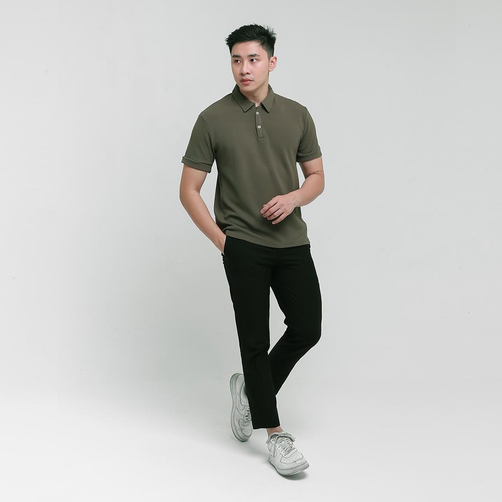 Lifesky Cavi เสื้อโปโลถัก Slim Fit คอปุ่มผู้ชายสบายๆอย่างเป็นทางการพื้นฐาน