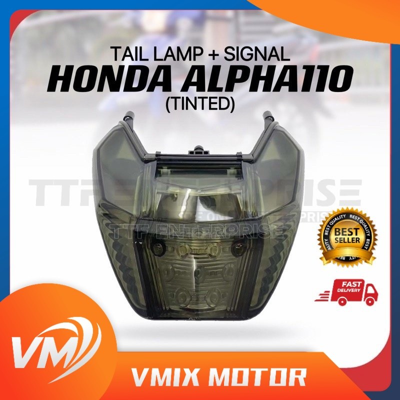 HONDA ALPHA110 TAIL LAMP + ป้าย (TINTED) WAVE ALPHA 110 CX 110