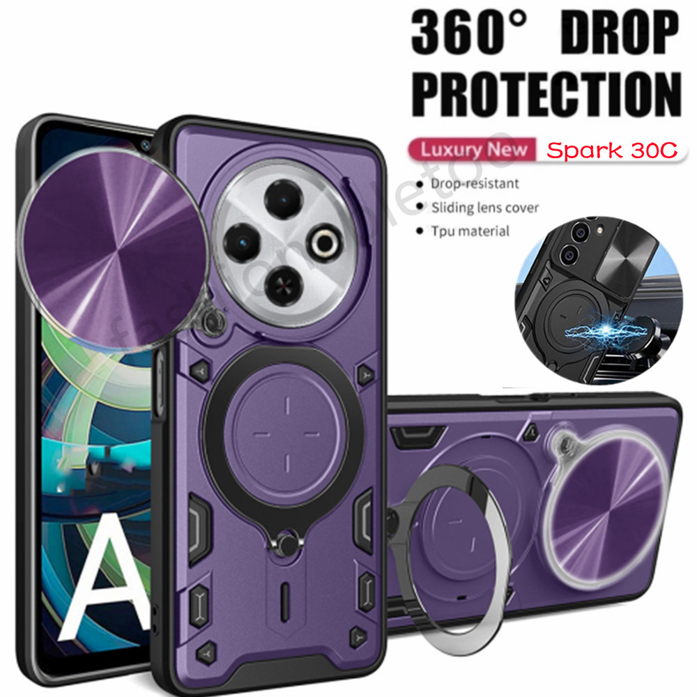 สําหรับ Tecno Spark 30 C 20 pro plus 30pro 20pro + Spark30 C Spark30C Spark30pro Spark20C กันกระแทกเคสโทรศัพท์เกราะแหวนวงเล็บ Stent Push กล้องเลนส์ป้องกันปกหลัง