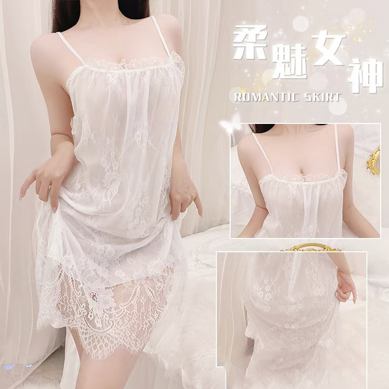 Nightdress ผู้หญิงฤดูร้อนลูกไม้หลวมเจ้าหญิงชุดนอนประณีต Homewear/ขนาด: หนึ่งขนาด 40-65KG
