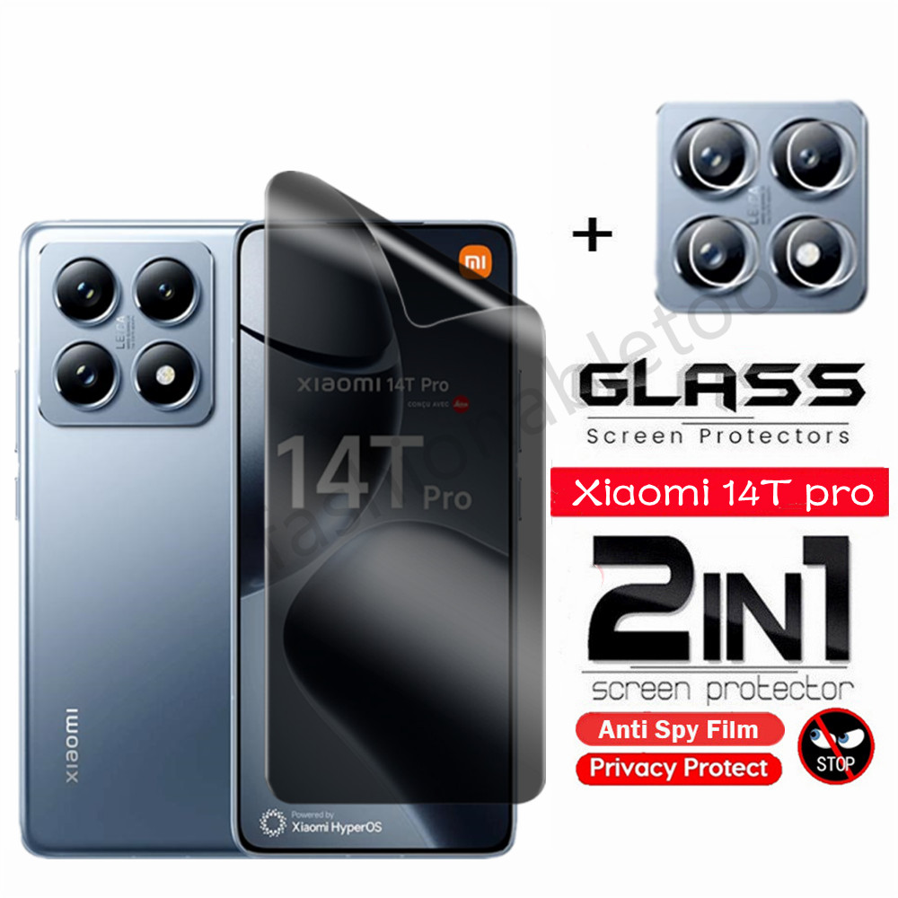 2 in 1 Anti-spy Hydrogelฟิล์มสําหรับXiaomi 14T pro 14tpro 14 Ultra Xiaomi14T pro Xiaomi14Tpro Xiaomi14Ultraความเป็นส่วนตัวป้องกันหน้าจอAnti-Peepฟิล์มด้านหน้านุ่มกลับกล้องเลนส์ฟิล์ม