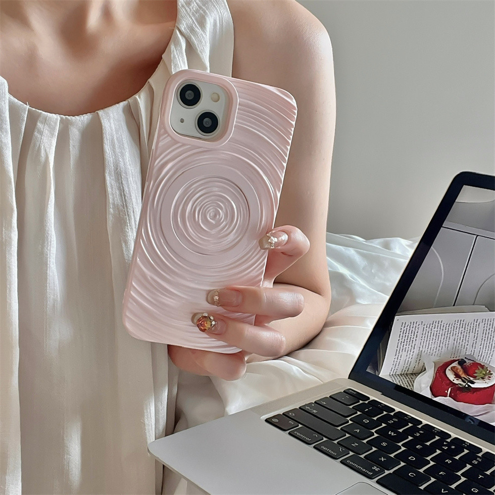 ใหม่สร้างสรรค์วงกลมสีชมพูtpuสําหรับiphone 16 15 14 13 12 16 Pro Max 15promax high-end Softกันกระแทก