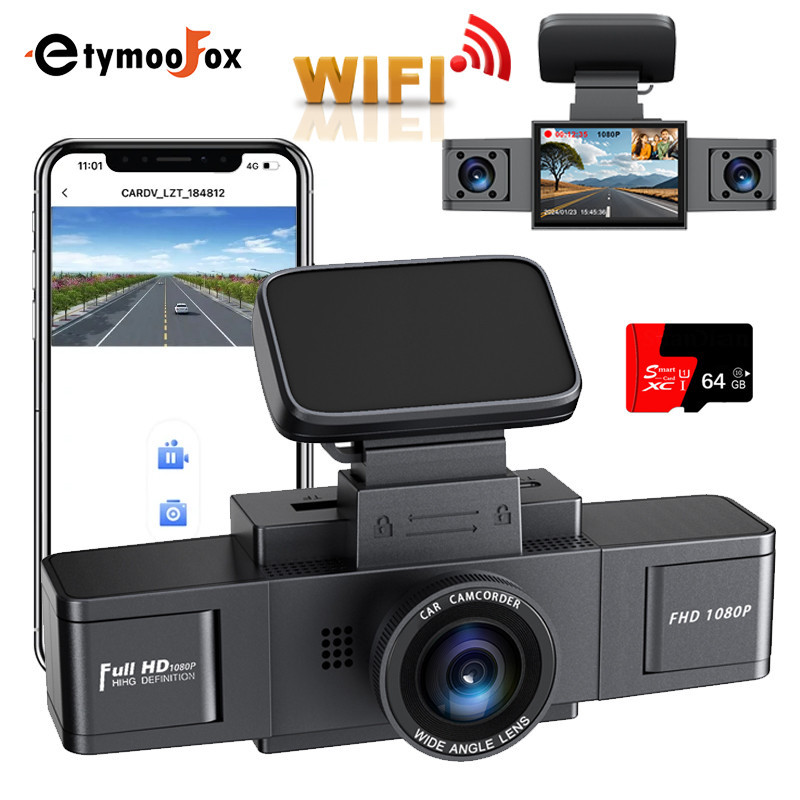 Wifi รถ Dash Cam 3 เลนส์ Dashcam รถกล้องด้านหน้า + ขวา + ซ้าย 3 IN 1 HD 3*1080P รถ Video กล้องบันทึกภาพ Night Vision