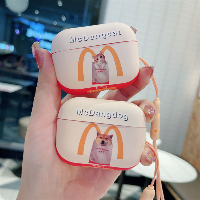 (เคส Airpods4)เคสสุนัขและแมวของ McDonald สําหรับ AirPods4(2024)1/2/3/Pro/Pro2 Frosting Full Protection Case