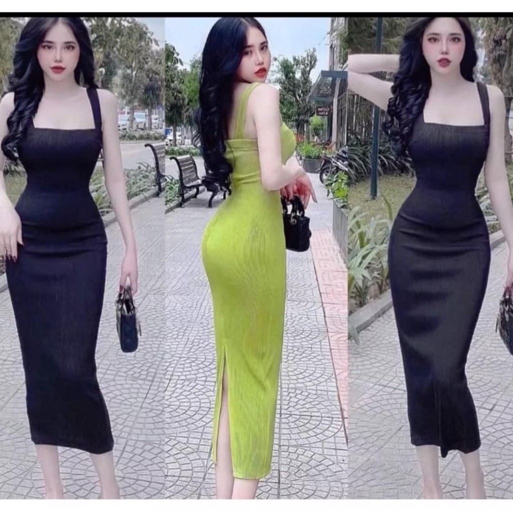 เดรสบอดี้คอน 2 สายใหญ่ผ่าหลังยาว ไซส์ต่ํากว่า 53กิโลกรัม รหัส ก54