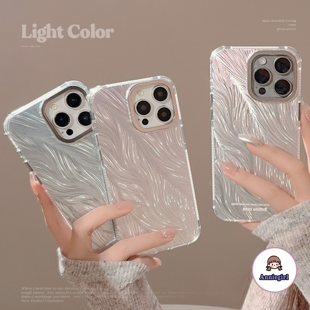 สําหรับ IPhone 16หรูหราเลเซอร์การไล่ระดับสี ขนนกสีเงิน เส้นด้ายเคสโทรศัพท์สําหรับ IPhone 15 14 16 Pro Max 16plus 12 13 Promaxป้องกันรอยขีดข่วนกันกระแทกฮาร์ดTPUโทรศัพท์ปกหลัง