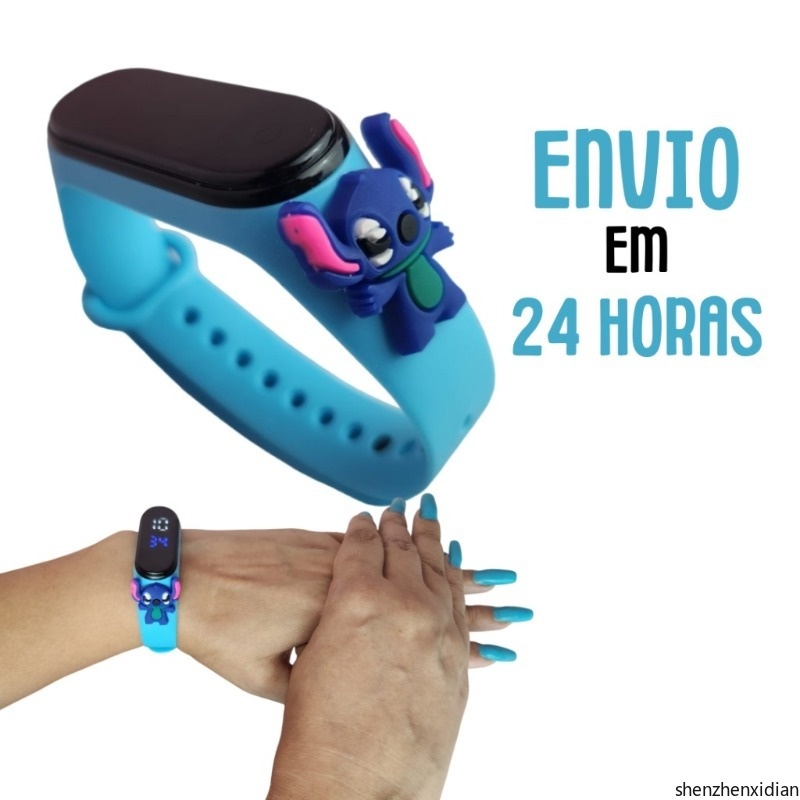 Stitch Disney Digital นาฬิกาเด็กกันน้ํา Led สีฟ้า