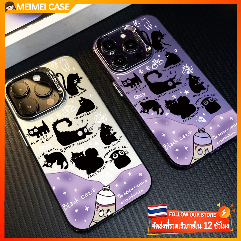 CASE ใช้ได้ iphone 11 13 12 14 15 Pro MAX 8 7 Plus X XR XSMAX SE ลูกแมวสร้างสรรค์เคสโทรศัพท์มือถือโฮโลแ