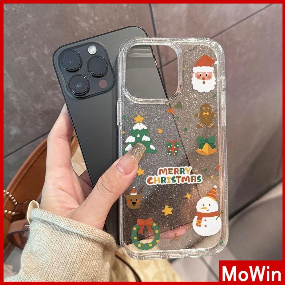Movin - เคส iPhone 16 Pro Max iPhone 11 เคสใสแบบแวววาว TPU นุ่มสีสันสดใส ซานตาคลอสน่ารักและขนมหวาน Compatible iPhone15 Pro max 14 13 12 Pro max XS XR 7 Plus 8 Plus