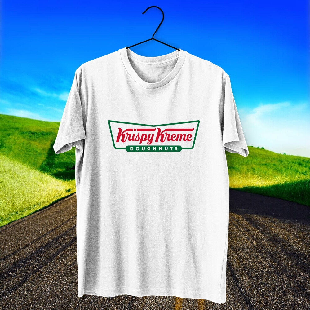Krispy Kreme Doughnuts เสื้อยืดผ้าฝ้ายโลโก้ร้านอาหาร