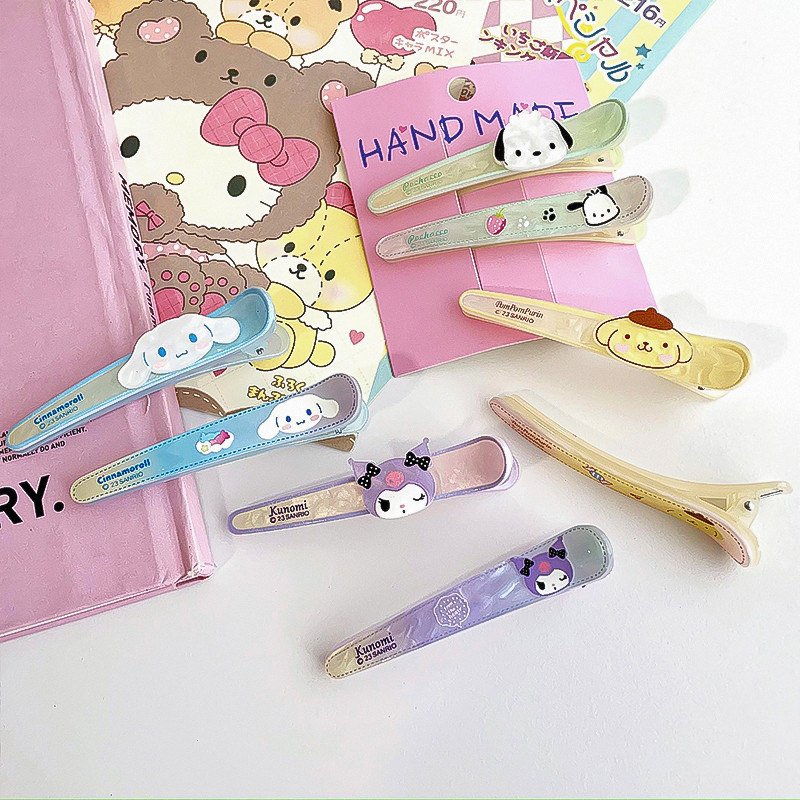 2 ชิ้น/เซ็ต Ins การ์ตูนสีสันสดใส Sanrio Duckbill คลิปน่ารัก Kitty Bangs คลิป