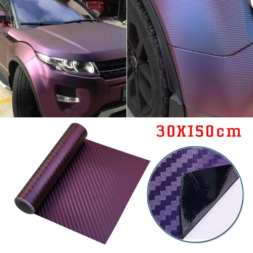 [LSAR] สีม่วงสีฟ้า Chameleon คาร์บอนไฟเบอร์ฟิล์มไวนิลเปลี่ยนสี Auto Car Body Wrap
