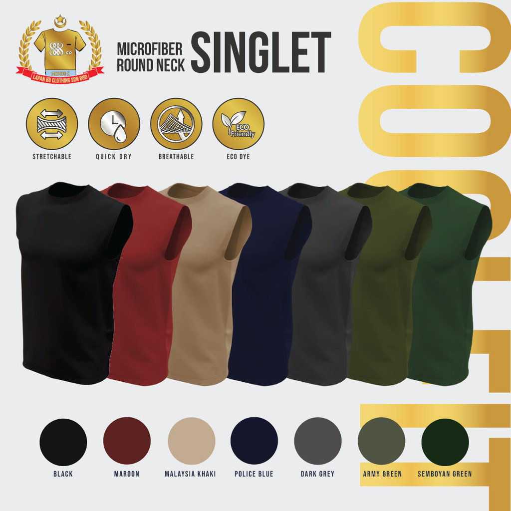 888co CoolFit เสื้อกล้ามไมโครไฟเบอร์แขนกุด Baju Jersey Tshirt Jersi คละสี (1)