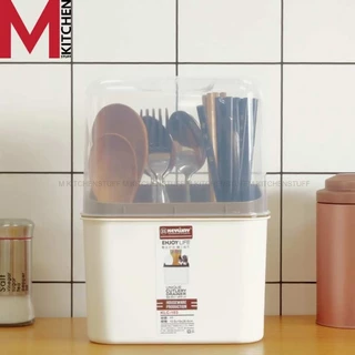 M KITCHEN KLC-103 Keyway ที่ใส่ช้อนส้อม ที่เก็บช้อนส้อม มีตะแกรงรองน้ำ ไม่ต้องเจาะรู ใช้งานง่าย