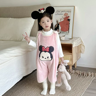 พร้อมสต็อก ใหม่สไตล์ฤดูใบไม้ร่วงฤดูหนาวเด็กเสื้อกั๊กสไตล์ ท้อง ป้องกันเสื้อผ้าบ้านอบอุ่นฤดูหนาวที่อบอุ่นเตะ-การพิสูจน์ ชุดนอนเด็กสักหลาดแขนกุดหนึ่ง