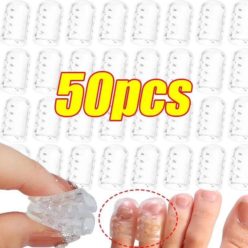 50 ชิ้นซิลิโคนเจล Little Toes Protector / Anti-Friction Toe Sleeve / เล็บเท้าคุดตุ่มป้องกัน Toe Tubes / Full Cover Breathable Toes Caps