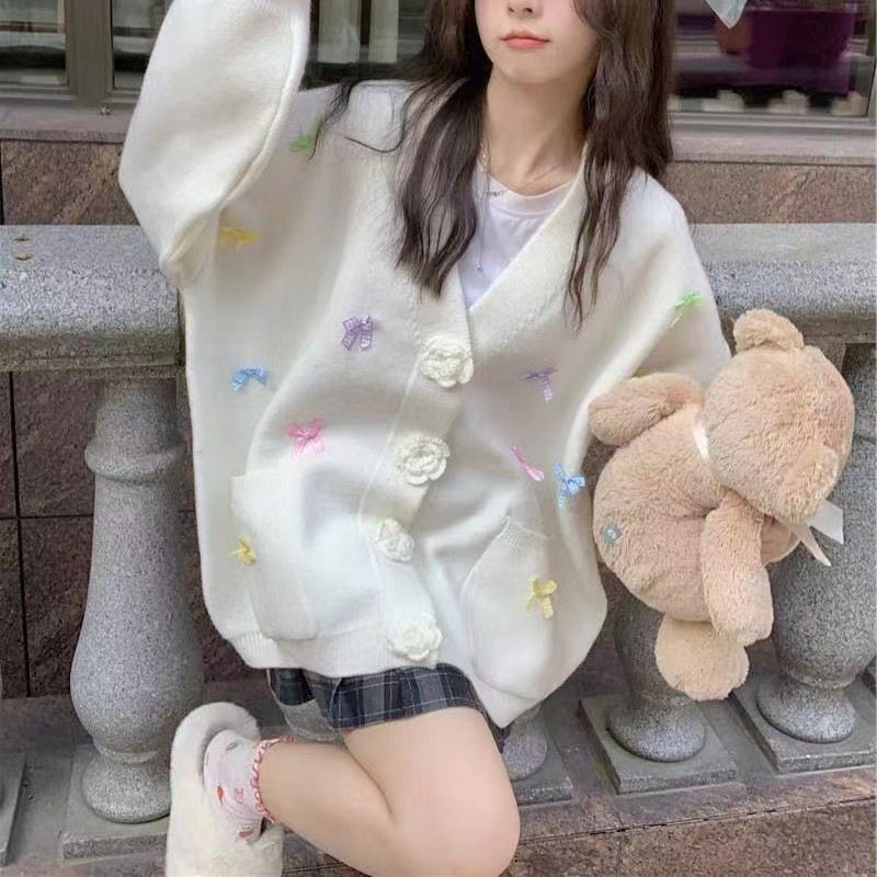 Kเสื้อถักผู้หญิงall-match Soft Sweet Loose