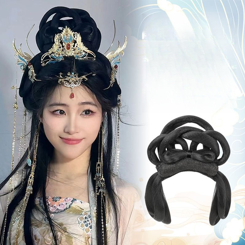 เครื่องแต่งกายโบราณ Hanfu วิกผมกระเป๋าจัดแต่งทรงผมฐานผมเต็มรูปแบบ Catwalk Performance ผม Bun สไตล์โบราณ Tang สไตล์ผม Bun นางสนม