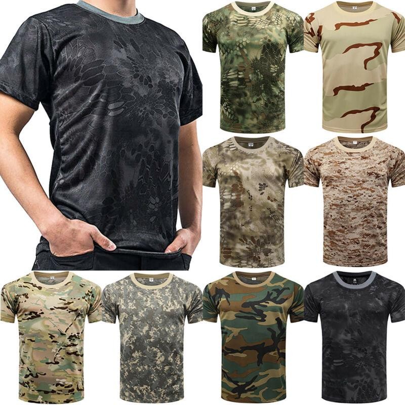 ผู้ชาย T เสื้อ 3d พิมพ์แขนสั้น Army Camouflage T เสื้อ Casual รอบคอขนาดใหญ่ Camo Tee Top Streetwear