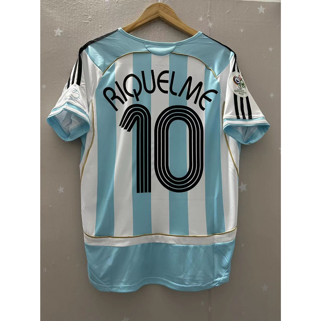 เสื้อฟุตบอลรีโทรบ้านของMESSIปี2006 อาร์เจนติน่า พร้อมบริการปรับแต่งเอง RIQUELME
