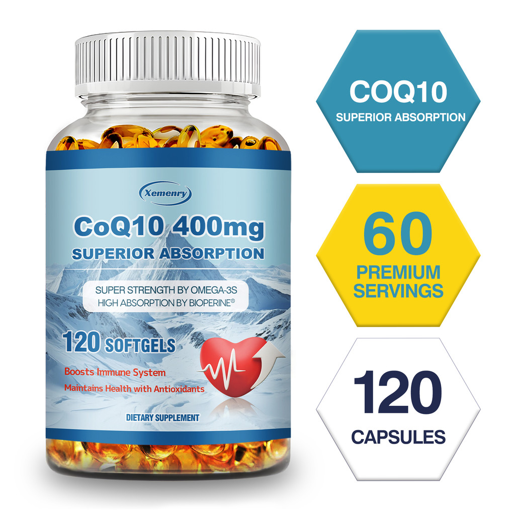 Xemenry Ubiquinol CoQ10 400 mg Coenzyme Q10 - การดูดซึมระดับพรีเมียม รองรับดวงตา ผิวและสมอง 30/60/120 แคปซูล