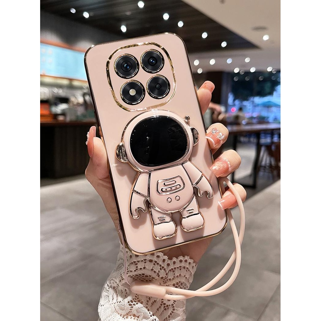Electroplated นักบินอวกาศสําหรับ Redmi หมายเหตุ 14 Pro Plus Note14 5G 13pro 12 Pro + Turbo 12s กันกระแทก Soft TPU Kickstand กรณี