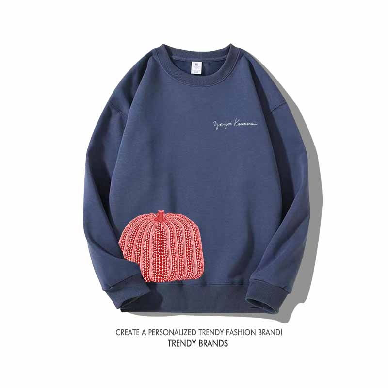 พร้อมสต็อกศิลปินญี่ปุ่น Yayoi Kusama Polka Dot ฟักทองรอบคอเสื้อกันหนาวหลวมผู้ชายผู้หญิงสไตล์เดียวกันเสื้อผ้าแขนยาวฤดูใบไม้ผลิฤดูใบไม้ร่วง - รูปที่ 2