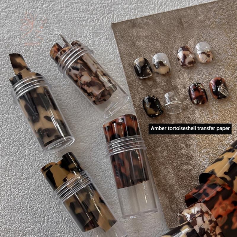 [maybeauty] 1 ม้วน 50 ซม.เต่า Amber เล็บฟอยล์เต่าเล็บ Transfer ฟอยล์ Decals Wraps เคล็ดลับตกแต่งเล็บ {TH}