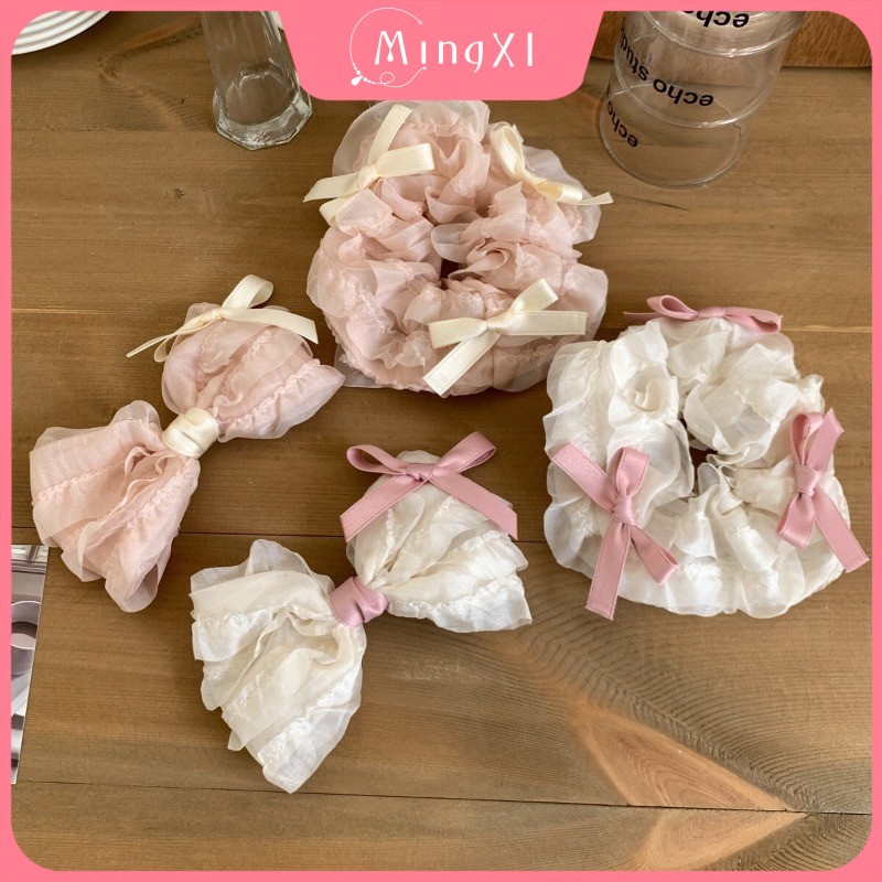 กิ๊บติดผมโบว์สไตล์เกาหลีผู้หญิงหวานลําไส้ขนาดใหญ่ ยางรัดผม แฟชั่นเครื่องประดับผม