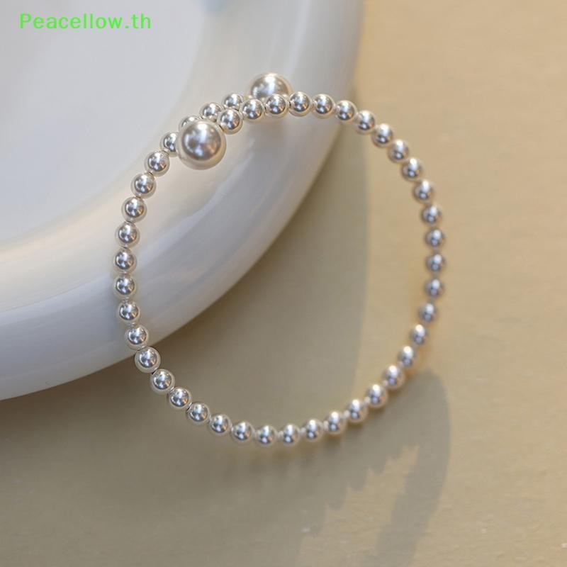 Peacellow สร้อยข้อมือมุกเทียมสร้อยข้อมือมุกยืดได้สร้อยข้อมือมุกสําหรับผู้หญิงเครื่องประดับเจ้าสาวของขวัญ TH - รูปที่ 4