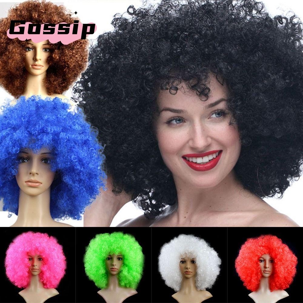 Gossip สีสันวิกผมหลากหลายสีแฟชั่น Props แฟนฟุตบอล Carnival Party ผมหยิก