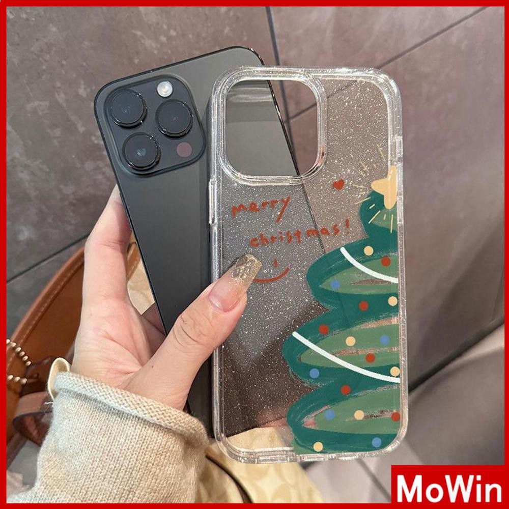 Movin - เคส iPhone 16 Pro Max iPhone 11 เคสใสแบบแวววาว TPU นุ่มสีสันสดใส ต้นคริสต์มาสที่สวยงามน่ารัก Compatible iPhone15 Pro max 14 13 12 Pro max XS XR 7 Plus 8 Plus