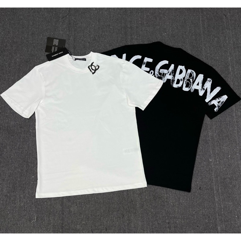 เสื้อยืดผู้ชายและผู้หญิงผ้าฝ้ายพรีเมี่ยมพิมพ์โลโก้ DG ที่คอและตัวอักษรด้านหลังปกหนาสําหรับ street boy xs-3xl