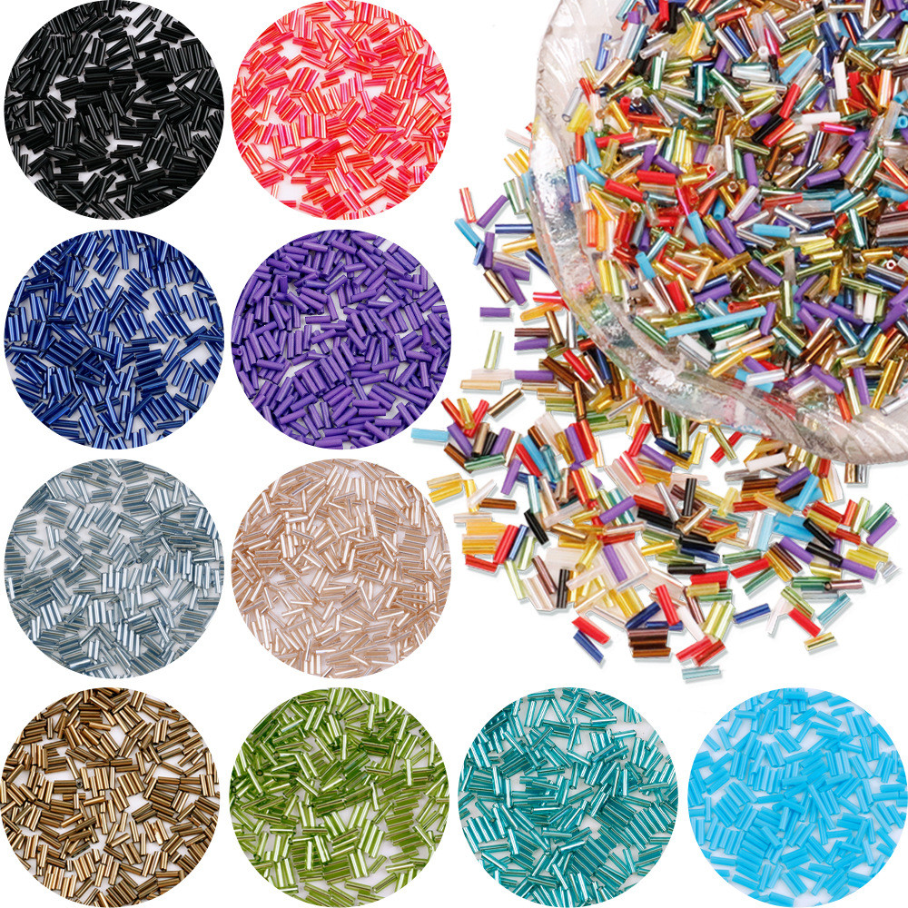 200ชิ้น2*7มิลลิเมตรหลอดแก้วเคลือบเงาหัตถกรรม ทําเอง เครื่องประดับอะคริลิทําลูกปัดหลวมสร้อยคอสร้อยข้อมือที่มีสีสัน