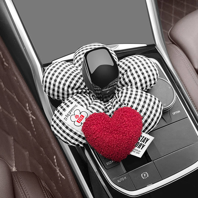 Car Gear Handle Cover Cute Universal Plush Loving Heart Gear Shift Knob Cover Car Cartoon High-Looki