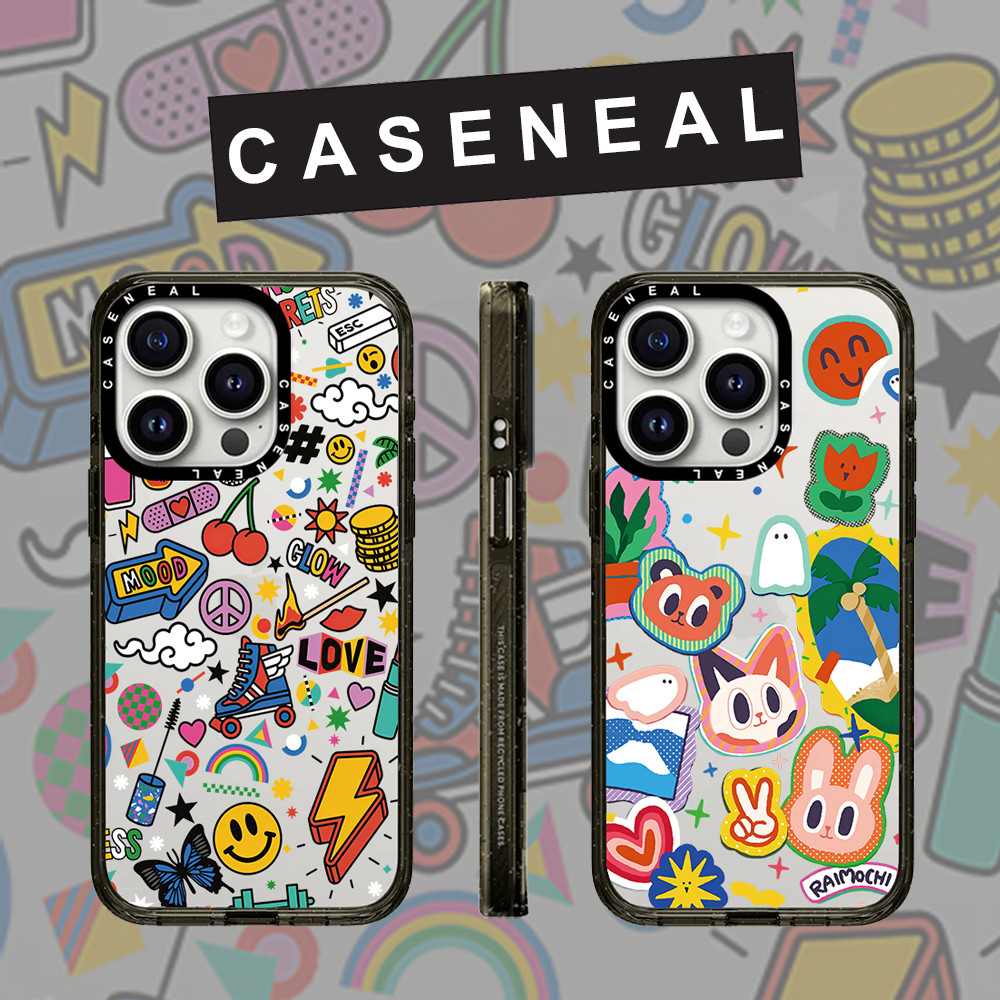 CASENEAL Graffiti กระต่าย Avatar Love หน้ายิ้มอะคริลิคโปร่งใสเคสโทรศัพท์สําหรับ iPhone 16 Pro Max 15 Plus 14 ProMax 13 12Pro โทรศัพท์กันกระแทกขอบนุ่ม hard กรณีป้องกัน