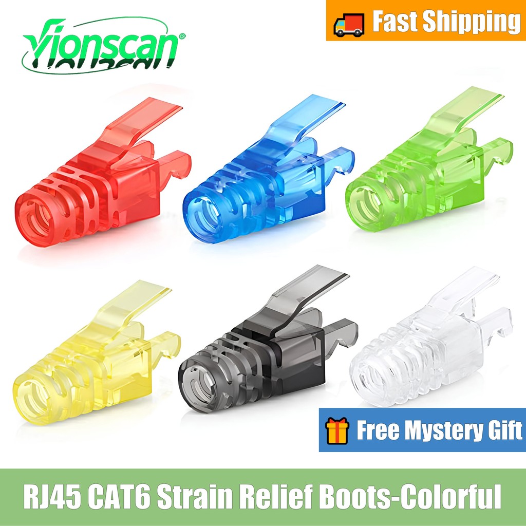 Vionscan RJ45 ความเครียดบรรเทารองเท้า Ethernet เครือข่ายสายเชื่อมต่อสําหรับ CAT6 CAT5E Lan สายเชื่อมต่อ Boot สีสันครอบคลุม
