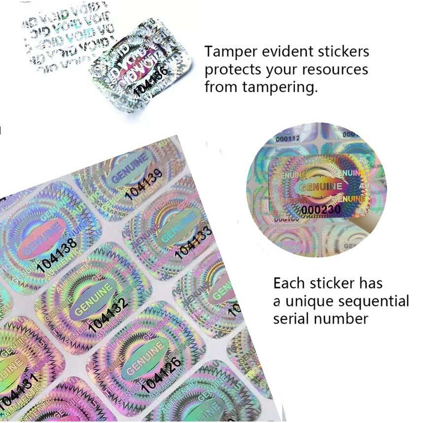 2.5x1.5 ซม.60 ชิ้น Hologram Security Seal Tamper Proof สติกเกอร์ Holographic รับประกัน Void เลเซอร์ Serial Number Label