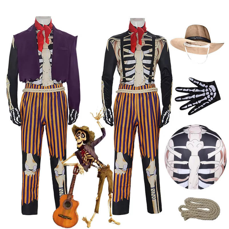 ชุดคอสเพลย์ Hector Rivera และ Miguel จากเรื่อง Coco แบบ Deluxe Skull สำหรับผู้ใหญ่ Halloween
