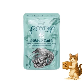 ( ยกโหล 12 ซอง ) Pramyพรามี่ อาหาร เปียกแมว แมวโต ลูกแมว แมวแก่ ทุกรสชาติ ทูน่า แซลมอน ไก่ 1 ซอง 70g
