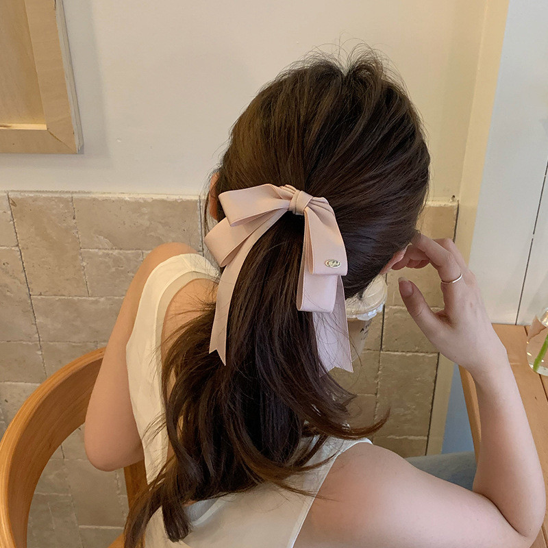 หนีบผมโบว์สองชั้นขนาดใหญ่ สีขาว สำหรับติดท้ายทอยของผู้หญิง สามารถปรับแต่งได้ พร้อมคลิปล็อกด้านบน