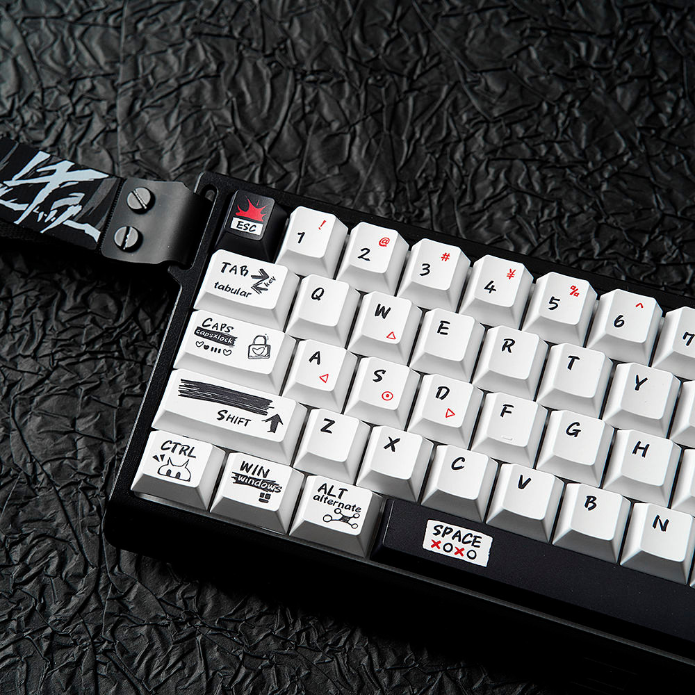 Secret Black Fire Keycaps 136/139 คีย์โปรไฟล์เชอร์รี่ PBT Dye Sublimation Wooting60 MAD60 Aula F75 S