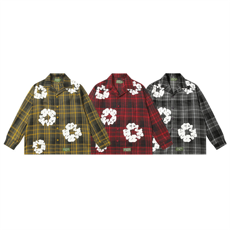 เสื้อกันหนาวแนวแคชวลดีไซน์ทันสมัย ลายสก๊อตแขนยาว กับเอฟเฟคDENIM TEARS สไตล์ใหม่