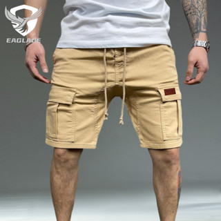 กางเกงยุทธวิธีคาร์โก้สำหรับผู้ชาย สีกากี ทรงสั้น แบบ Ok-66