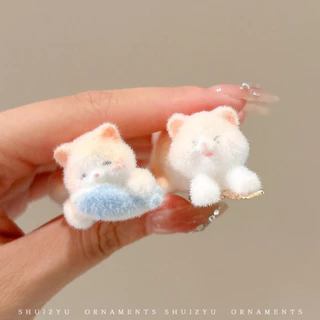 เครื่องประดับผมตุ๊กตาแมวน่ารักสำหรับเด็กผู้หญิง มีคลิปปากเป็ดสำหรับผมม้า