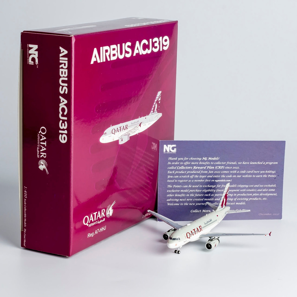 NGmodel 1: 400 เครื่องบินโลหะผสมรุ่น Katar Air A319-100ACJ Airgust A7-HHJ