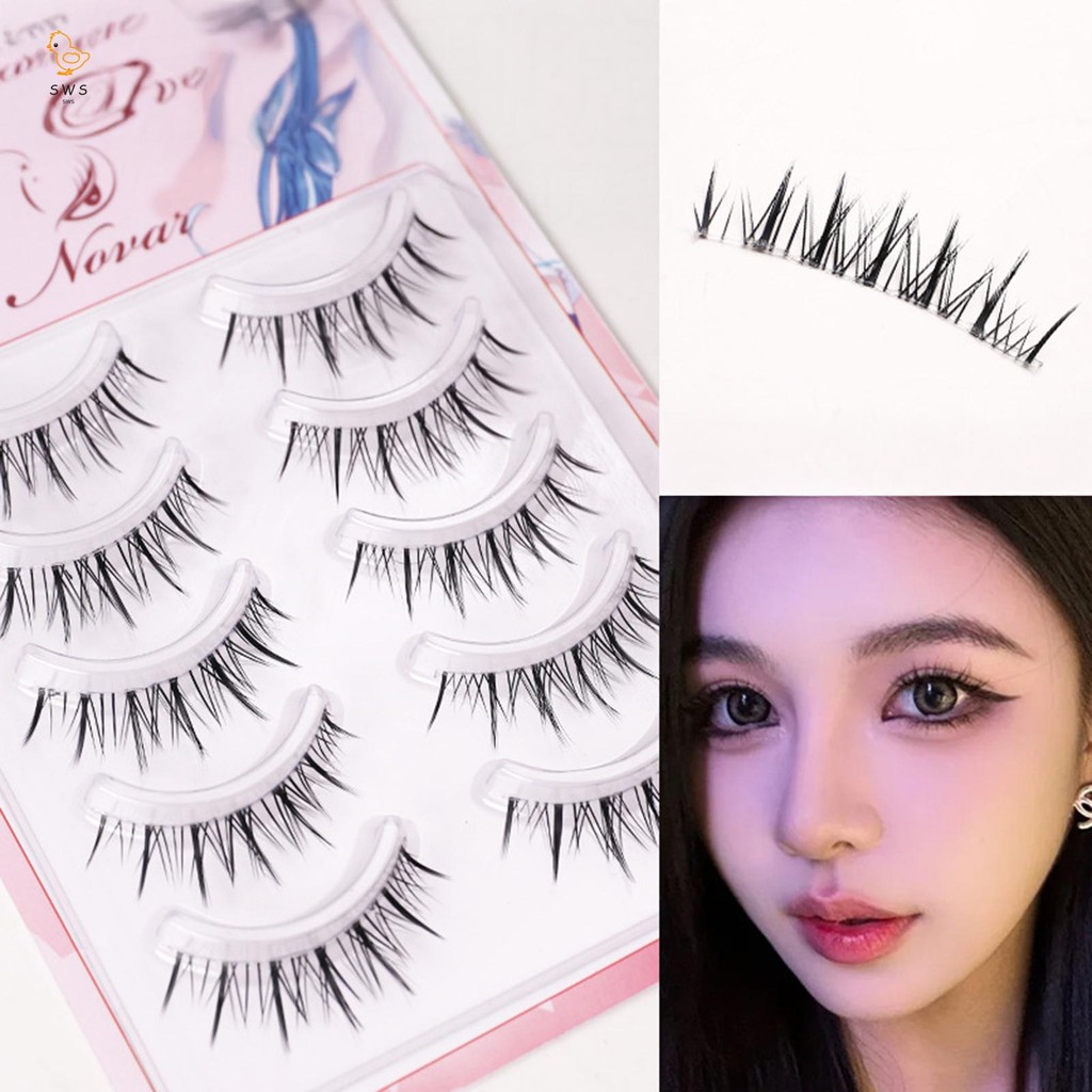 Clear Band DIY ขนตาปลอมธรรมชาติ Spiry Wispy หนา Eye Lash สําหรับ Enlarging Your Eyes ธรรมชาติ