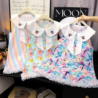 ชุดฤดูร้อนแขนกุด, กระโปรงดอกไม้พิมพ์ลาย 3 มิติ, ปลอกคอน่ารัก…